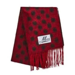 MarniWool-Mohair Scarf With Polka Dot Print - Red
